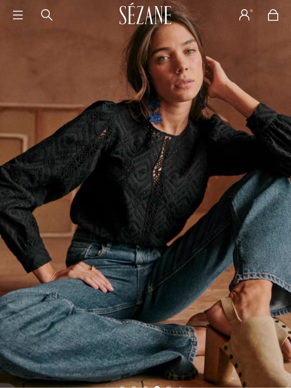 Sezane | Scarlett Blouse Black | Size FR 44 US 12